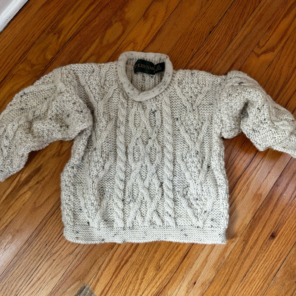 Kids Cream Cable Knit Wool Sweater